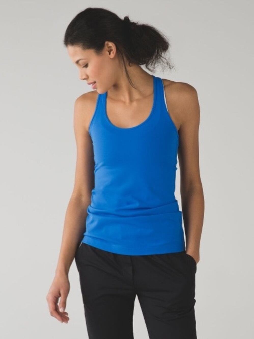 Lululemon Cool Racerback Tank Size 8 Blue Racerback Top Light Luon Gym Training